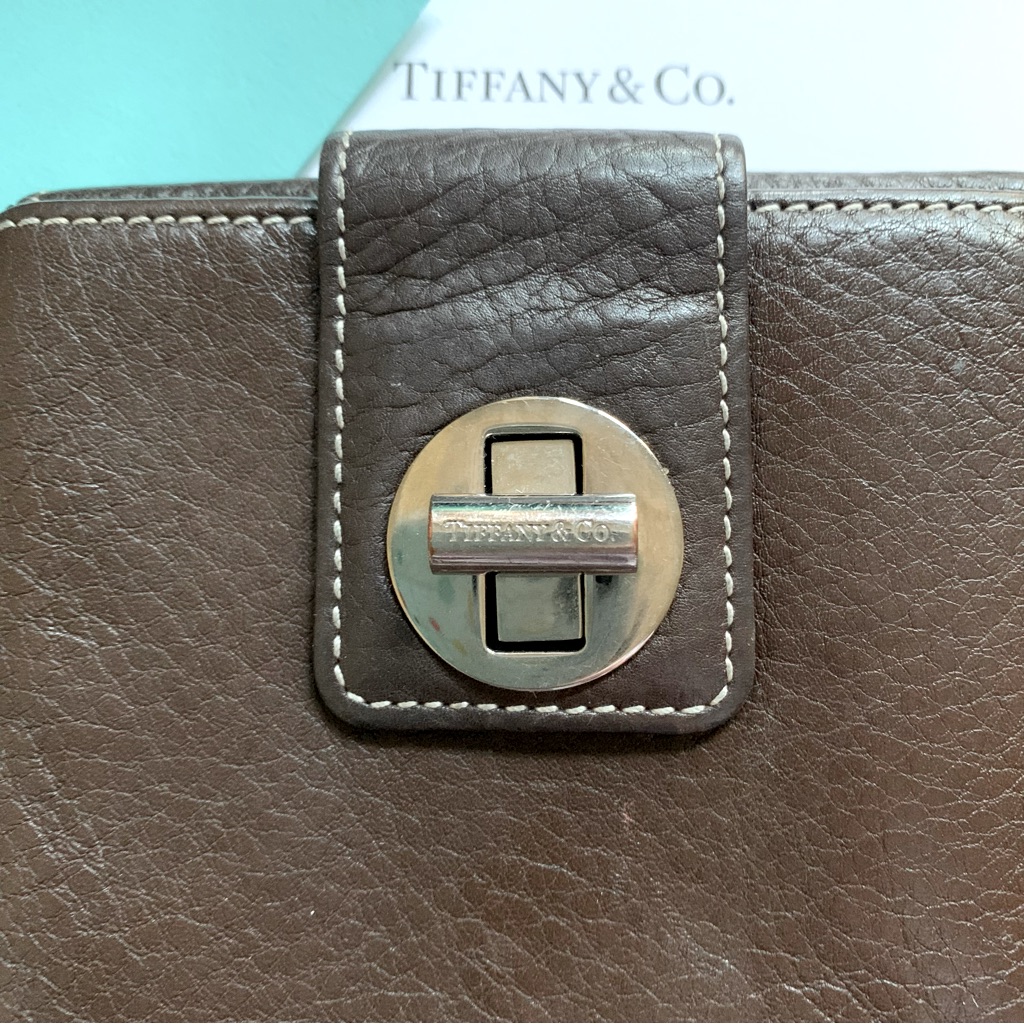 Tiffany & Co Dark Brown Leather Wallet With Tiffany Hardware